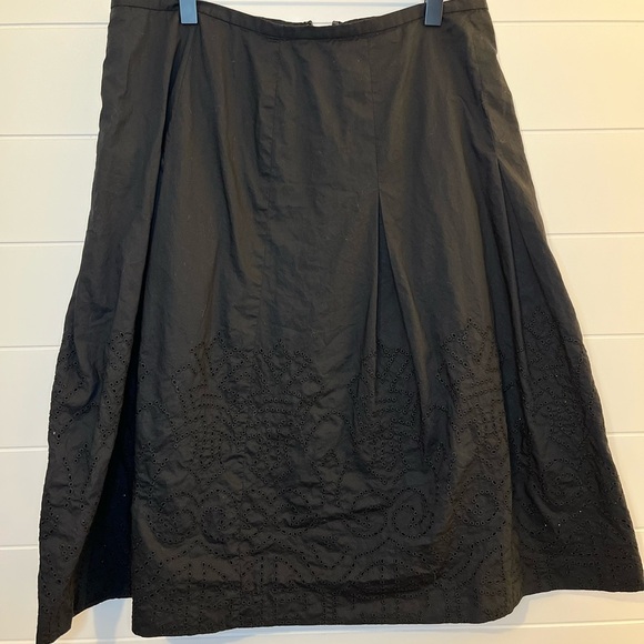 TALBOTS Elegant Black Women's A-Line Skirt 100% cotton boho preppy - Picture 3 of 8